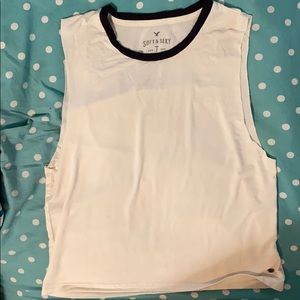 Off white cropped muscle tee